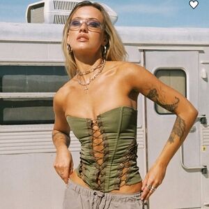 Princess Polly Eden Lace Up Corset Green